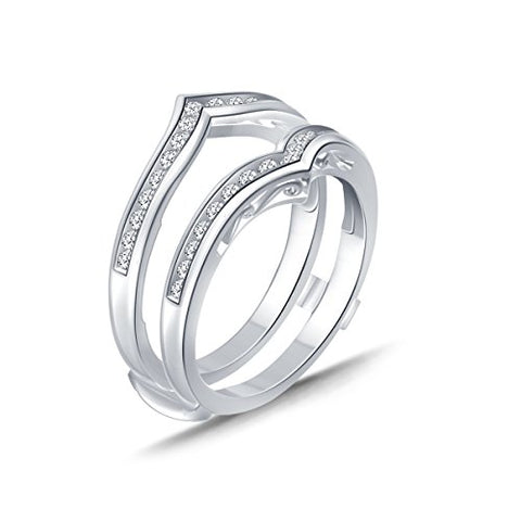 EternalDia 0.38 Cttw Chevron Diamond Guard Ring Solitaire Enhancer In 10k White Gold (IJ/I2-I3) - EternalDia
