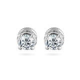 0.25 Carat Round Diamond Stud Earrings For Women in 14k White Gold (0.25 Cttw, I-J Color, I2-I3 Clarity) 4 Prong, Screw-Back Clasps Diamond Solitaire Studs
