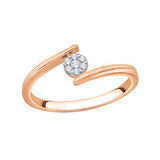 EternalDia IGI Certified Round Diamond Accent Flower Cluster Bypass Engagement Promise Ring 10K Rose Gold (0.08 Cttw) - EternalDia