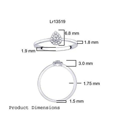 EternalDia IGI Certified Diamond Accent Pear Cluster Halo Frame Ring in 10K White Gold (0.07 Cttw) - EternalDia