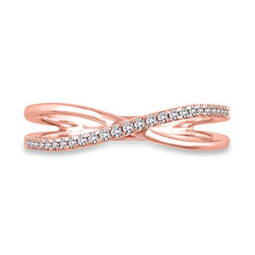 1/10 Cttw Trendy Crisscross Diamond Accented"X" Crossover Ring in 14K Rose Gold (HI/12)