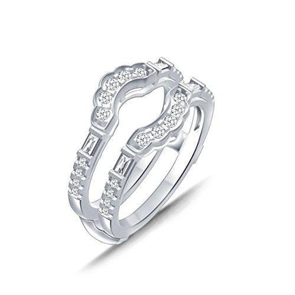 EternalDia 0.50 Cttw Diamond Double Row Cathedral Style Enhancer Ring Guard In 10k White Gold (IJ/I2I3) - EternalDia