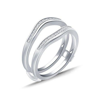 EternalDia 0.25 Cttw Diamond Chevron Style Enhancer Ring Guard In 10k White Gold (IJ/I2I3) - EternalDia