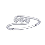 EternalDia IGI Certified Diamond Accent Three Flower Bypass Ring in 10K White Gold (0.08 Cttw) - EternalDia