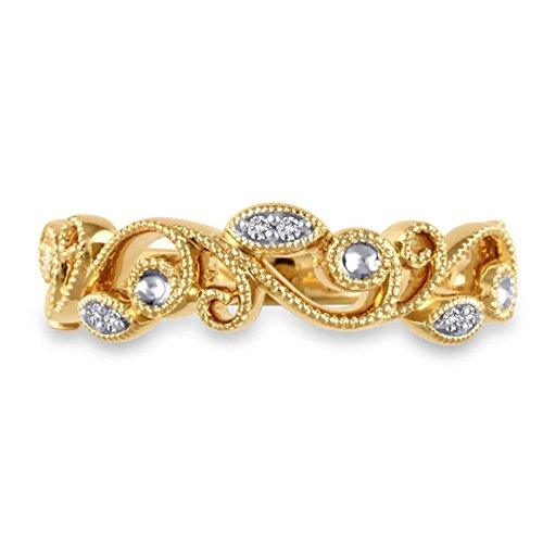 1/10 Cttw Diamond Wedding Vintage-Style Filigree Ring in 14K Yellow Gold (HI/12)