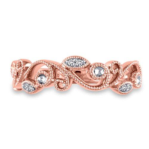 1/10 Cttw Diamond Wedding Vintage-Style Filigree Ring in 14K Rose Gold (HI/12)