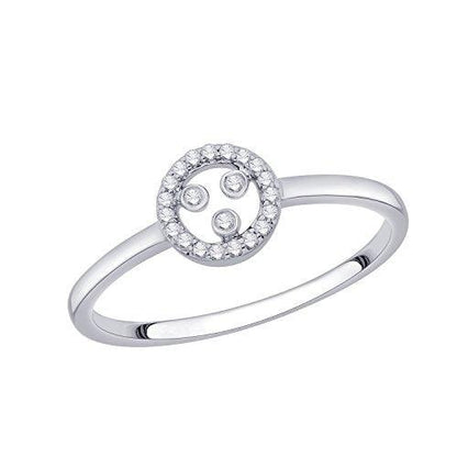 EternalDia IGI Certified Open-Circle Round Diamond Accent Fashion Ring in 10K White Gold (0.07 Cttw) - EternalDia