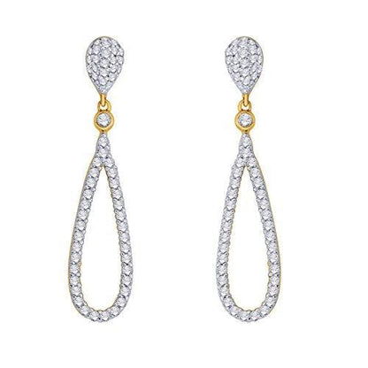 EternalDia IGI Certified Tear Drop Round Diamond Accent Dangling Earrings In 10K Yellow Gold (0.4 Cttw) - EternalDia