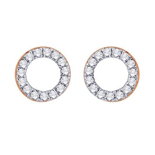 EternalDia IGI Certified Open Circle Round Natural Diamond Stud Earrings in 10Kt Rose Gold (0.1 Cttw) - EternalDia