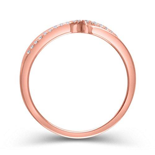 1/10 Cttw Diamond Crossover Split Shank Ring in 10K Solid Rose Gold (IJ/I2I3)