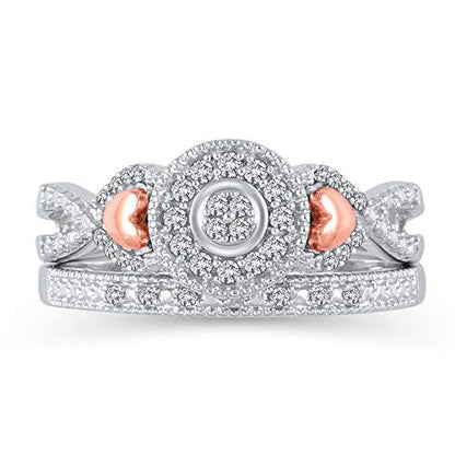 0.20 CT. T.W. Composite Diamond Halo Frame Twist Bridal Set in 10K Two-Tone Gold (I-J/I2I3)