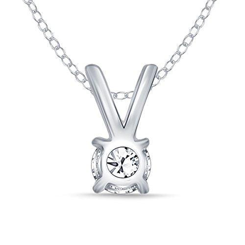 EternalDia 1/4 ct Round Diamond Pendant Necklace 14k White Gold (0.25cttw, IJ,I2-I3) 18" - EternalDia