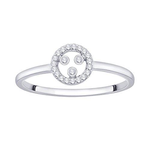 EternalDia IGI Certified Open-Circle Round Diamond Accent Fashion Ring in 10K White Gold (0.07 Cttw) - EternalDia