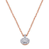 EternalDia IGI Certified 10k Rose Gold Round Diamond Accent Halo Frame Fashion Pendant Necklace (0.09 Cttw) - EternalDia