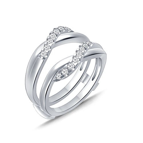 EternalDia 0.38 ct Diamond Cross Over Contour Enhancer Wedding Ring Guard in 10k White Gold (IJ/I2I3) - EternalDia