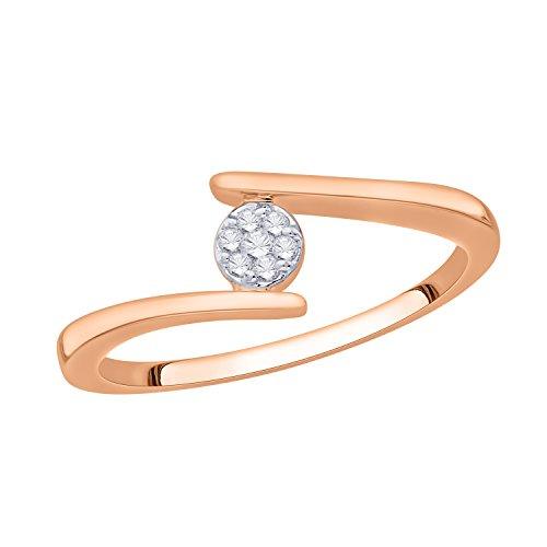 EternalDia IGI Certified Round Diamond Accent Flower Cluster Bypass Engagement Promise Ring 10K Yellow Gold (0.06 Cttw) - EternalDia