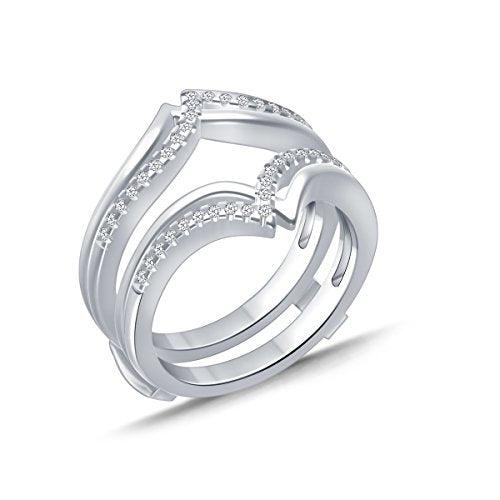 EternalDia 0.25 cttw V-Shape Diamond Contour Shape Enhancer Ring Guard In 10k White Gold (IJ/I2I3) - EternalDia