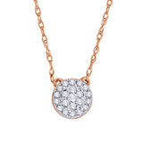 EternalDia IGI Certified 10k Rose Gold Round Natural Diamond Halo Frame Fashion Pendant Necklace (0.1 Cttw) - EternalDia
