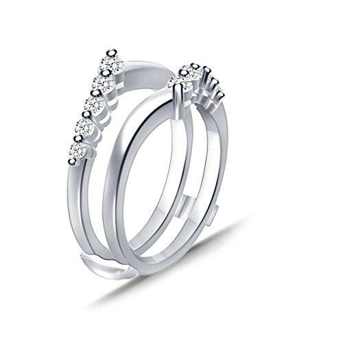 EternalDia 0.5 Cttw Diamond Chevron Style Wedding Band Enhancer Guard Ring In 10Kt White Gold (IJ/I2-13) - EternalDia