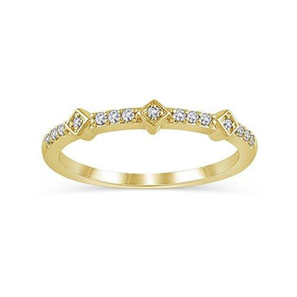 Diamond Accent Alternating Tilted Square Anniversary Stackable Band Ring in 14K Solid Gold (HI/12)