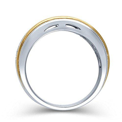 1-1/2 Cttw Diamond Multi-Row Vintage-Style Eternity Band Ring in 10K Two-Tone Gold (IJ/12-13)