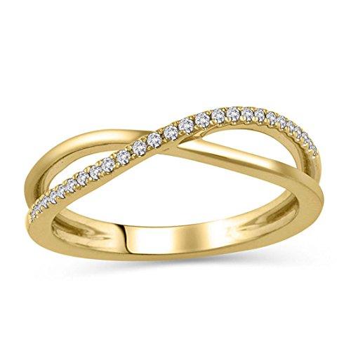 1/10 Cttw Trendy Crisscross Diamond Accented"X" Crossover Ring in 14K Yellow Gold (HI/12)