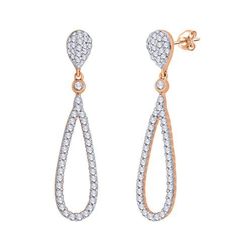 EternalDia IGI Certified Tear Drop Round Diamond Accent Dangling Earrings In 10K Rose Gold (0.4 Cttw) - EternalDia