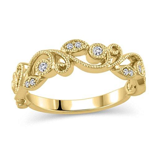 1/10 Cttw Diamond Wedding Vintage-Style Filigree Ring in 14K Yellow Gold (HI/12)