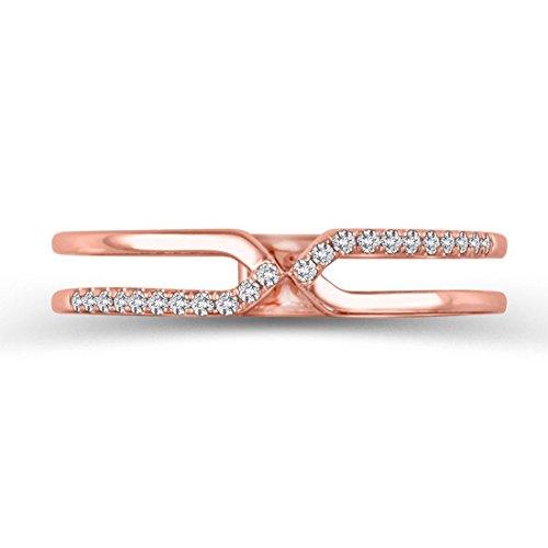 1/10 Cttw Diamond Crossover Split Shank Ring in 10K Solid Rose Gold (IJ/I2I3)