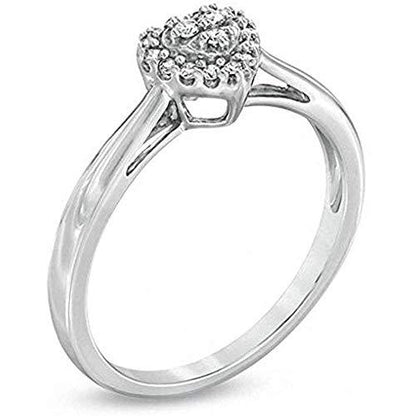 1/10 Carat Diamond Heart Ring In 10K White Gold (0.10 Cttw, I-J Color, I2-I3 Clarity) Heart Wedding Promise Ring