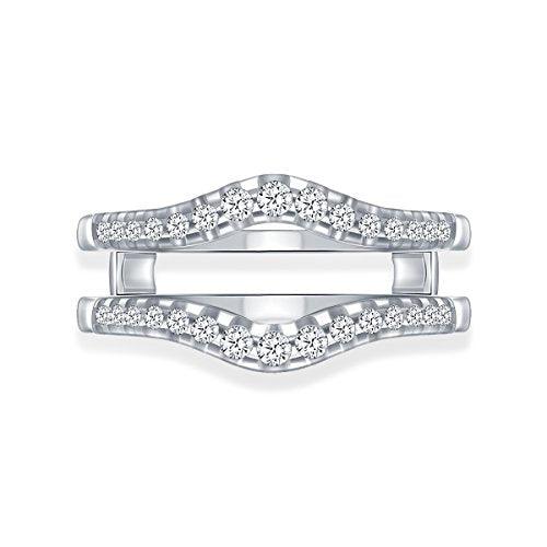 EternalDia 1/2 Cttw Diamond Guard Ring Solitaire Enhancer In 10k White Gold (IJ/I2-I3) - EternalDia