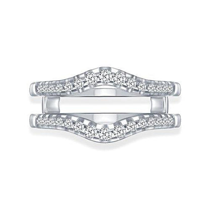 EternalDia 1/2 Cttw Diamond Guard Ring Solitaire Enhancer In 10k White Gold (IJ/I2-I3) - EternalDia