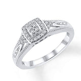 0.16 Cttw Round Diamond Wedding Knot Halo Ring In 10k White Gold (I/I3)