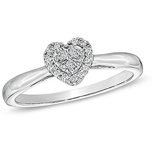 1/10 Carat Diamond Heart Ring In 10K White Gold (0.10 Cttw, I-J Color, I2-I3 Clarity) Heart Wedding Promise Ring