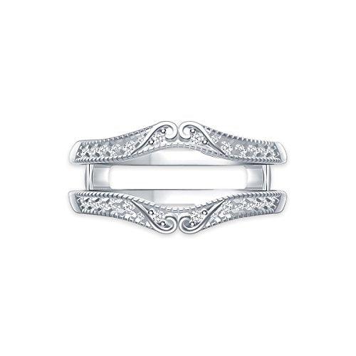 EternalDia 0.25 Cttw Diamond Vintage Desgin Chevron Wedding Ring Guard In 10k White Gold (IJ/I2I3) - EternalDia