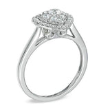 1/2 cttw Round Cut White Natural Diamond Heart Frame Cluster Ring in 14K Solid White Gold