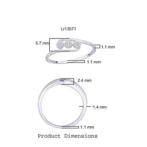 EternalDia IGI Certified Diamond Accent Three Flower Bypass Ring in 10K White Gold (0.08 Cttw) - EternalDia