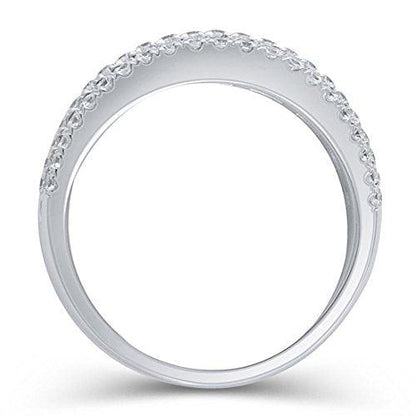 2 cttw Baguette and Round Diamond Five Row Ring Anniversary in 14K White Gold(IJ/12-13)