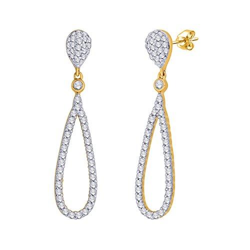 EternalDia IGI Certified Tear Drop Round Diamond Accent Dangling Earrings In 10K Yellow Gold (0.4 Cttw) - EternalDia