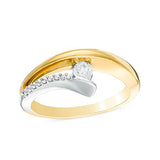 1/4 Cttw Round Diamond Open Asymmetrical Bypass Ring in 10K Two-Tone Gold(IJ/13)