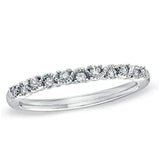 1/6 cttw Diamond Wedding Band Ring 10K White Gold Diamond Stackable Ring (0.17 cttw, I-J Color, I3 Clarity) Half Eternity Ring | Milgrain Wedding Bands for Women