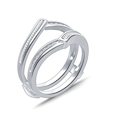 EternalDia 0.34 cttw Baguette & Round Diamond Contour Channel Set Enhancer Ring Guard In 10k White Gold (IJ/I2I3) - EternalDia