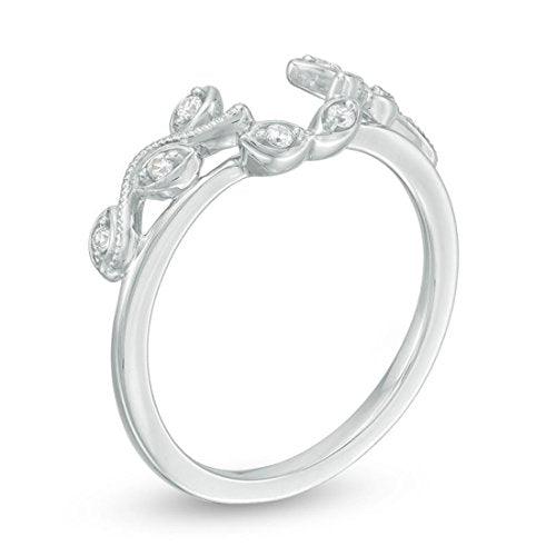 1/10 Cttw Diamond Vine Vintage-Style Solitaire Enhancer Ring Wrap in 10K White Gold (IJ/12)