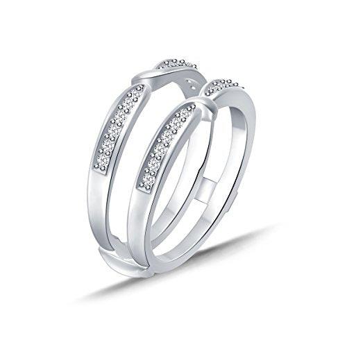 EternalDia 0.25 cttw Diamond Pinched Center Classic Style Enhancer Ring Guard In 10k White Gold (IJ/I2I3) - EternalDia