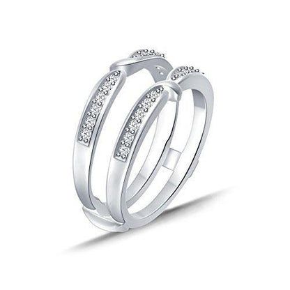 EternalDia 0.25 cttw Diamond Pinched Center Classic Style Enhancer Ring Guard In 10k White Gold (IJ/I2I3) - EternalDia