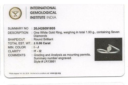 EternalDia IGI Certified Round Diamond Accent Flower Cluster Bypass Engagement Promise Ring 10K White Gold (0.06 Cttw) - EternalDia