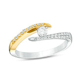 1/3 Cttw Round Diamond Twist Bypass Engagement Open Ring in 10K Two-Tone Gold (IJ/13)