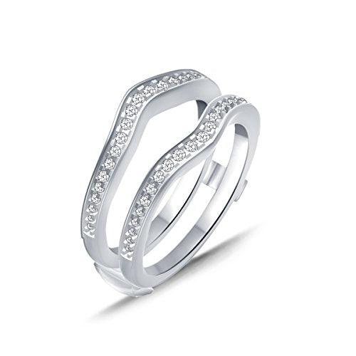 EternalDia 0.39 Cttw Diamond Chevron Style Enhancer Ring Guard In 10k White Gold (IJ/I2-13) - EternalDia