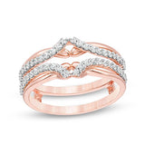 3/8 Cttw Diamond Anniversary Wedding Band Guard Wrap Enhancer Solitaire Ring In 10K Rose Gold (IJ/12)