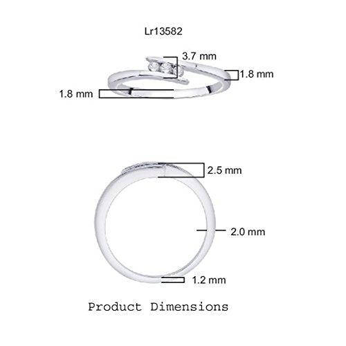 EternalDia IGI Certified Diamond Accent Three Stone Bypass Ring in 10K White Gold (0.08 Cttw) - EternalDia